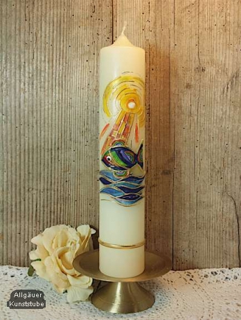 Taufkerze Octavia mit Fisch