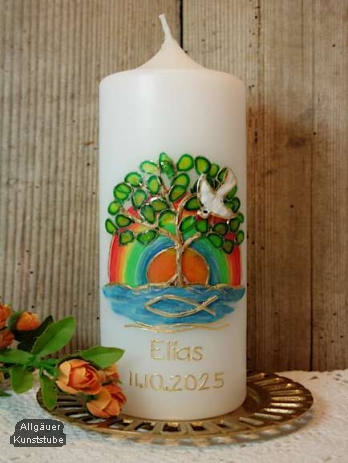 Taufkerze Angelika mit Lebensbaum
