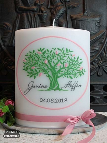 Individuelle Hochzeitskerze Anke mit Baum