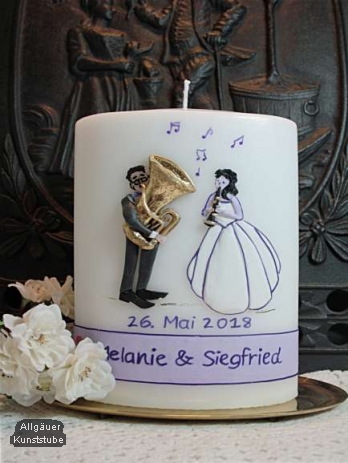 Hochzeitskerze Charlotte mit Musikerpaar
