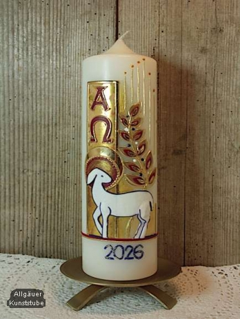 Osterkerze Osterlamm Olivenzweig