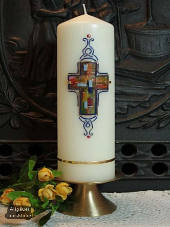 Konfirmationskerze Ulla mit Kreuz