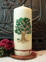 Hochzeitskerze Babette mit Lebensbaum