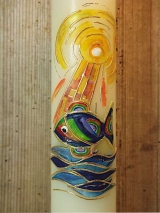 Taufkerze Octavia mit Fisch