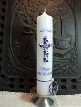 Taufkerze Ariane mit Blumenkreuz