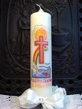 Taufkerze Salome mit Regenbogen