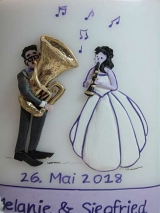 Hochzeitskerze Charlotte mit Musikerpaar