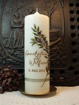 Hochzeitskerze Adele mit Olivenzweig
