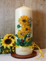 Geburtstagskerze Juna mit Sonnenblumen