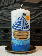 Patenkerze Julius mit Boot