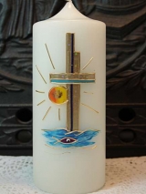 Tischkerze Franz mit Kreuz