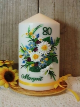 Geburtstagskerze Beatrix mit Blüten