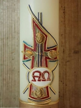 Osterkerze mit Christusmonogramm