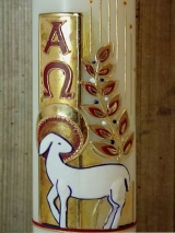 Osterkerze Osterlamm Olivenzweig