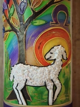 Osterkerze Lamm bunt