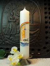 Taufkerze Joshua mit Regenbogen