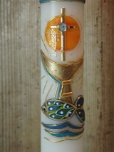 Kommunionkerze Peter mit Kelch inkl. Box