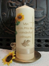 Erinnerungskerze Kora mit Sonnenblumen