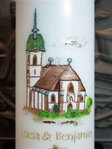 Hochzeitskerze Linus mit Kirche