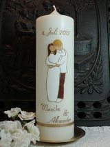 Hochzeitskerze Nele mit Brautpaar