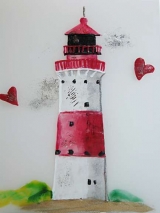 Hochzeitskerze Svenja mit Leuchtturm, Bogenkerze